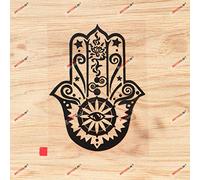 Main hamsa khamsa autocollant vinyle Fatima arabe - noir 15,2 cm - pour voiture bateau PC portable découpé sans fond