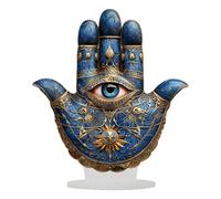 Main œil | Décoration 2D Contre Le Mauvais œil Bleu, Sculpture d'art Spirituel, décoration d'intérieur Zen, Symbole de méditation pour Chambre à Coucher, Salon, bibliothèque, Bureau, cheminée