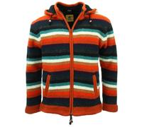 Main Laine Tricot Veste Capuche Cardigan Népal Doublé Chaud Boho Fermeture