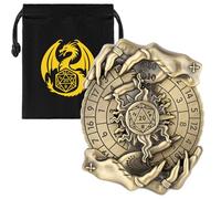 Main Magique Roulette Dés Spinner, 7-en-1 Métallique Spinner de Dés DND, Gyroscope du Bout des Doigts, Cadeaux D&D avec Sacs Cadeau Logo Dragon, Jeu de Rôle, Accessoires de Jeu de Société, Bronze