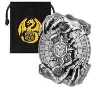 Main Magique Roulette Dés Spinner, 7-en-1 Métallique Spinner de Dés DND, Gyroscope du Bout des Doigts, Cadeaux D&D avec Sacs Cadeau Logo Dragon, RPG, MTG, Accessoires de Jeu de Société, Argent Foncé
