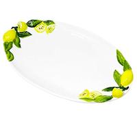 Main Plat Ovale Assiette en céramique au design Citron italien, env. 34 x 19 cm