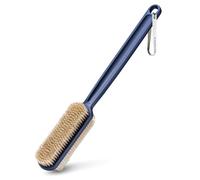 MainBasics Brosse à récurer pour le dos pour la douche - Brosse double face à long manche pour gel douche et gommage avec poils exfoliants et doux (outremer, plastique)