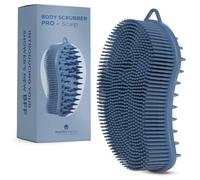 MainBasics Brosse en silicone pour le corps - Brosse double face pour la douche et le cuir chevelu, alternative douce en luffa en silicone pour un nettoyage en profondeur (bleu foncé, cuir chevelu)