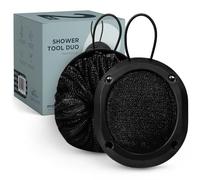 MainBasics Shower Tool Duo 2-1 Éponge luffa et exfoliant pour le corps (lot de 2, noir)