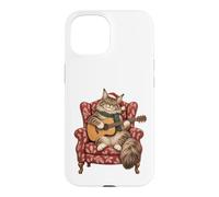 Maine Coon Cat Guitare Acoustique Chants de Noël Coque pour iPhone 15