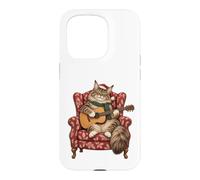Maine Coon Cat Guitare Acoustique Chants de Noël Coque pour iPhone 15 Pro