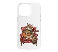 Maine Coon Cat Guitare Acoustique Chants de Noël Coque pour iPhone 15 Pro Max