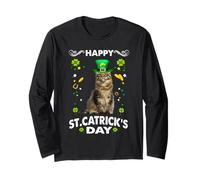 Maine Coon Cat Happy St Catricks Day Funny St Patricks Day Manche Longue