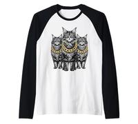 Maine Coon Cat Rap Old School Retro Streetwear Années 80 90 Trois Manche Raglan