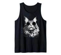 Maine Coon Chat avec Lunettes de Soleil Blanc Splash Art Cats Cool Débardeur