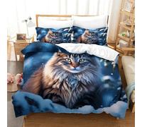Maine Coon chat Ensemble De Housse De Couette Housse De Couette Réversible Linge De Lit Facile D'entretien Ensembles De Literie Doux Et Confortables Avec Taies D'oreiller - Double Super King（260x220cm