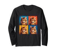 Maine Coon Chat Pop Art Amusant pour Les propriétaires et Les Amoureux des Chats Manche Longue