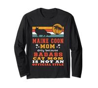 Maine Coon Mom Retro Vintage Funny Kitty Cat Lover Manche Longue