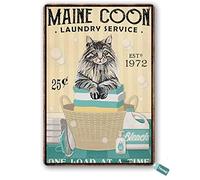 Maine Coon Poster mural en aluminium avec motif chat Laundryerviceretro pour café ES vintage 20,3 x 30,5 cm