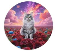 Maine Coon, Puzzle Inspirant Circulaire 1000 Pièces AvecPet Chat, Destiné À Ceux en Quête De Beauté Et De Calme 1000pcs (67.5x67.5cm)