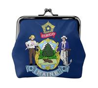 Maine State Flag Print Porte-monnaie compact 11,5 x 10,5 cm Joli mini portefeuille avec fermeture à baiser pochette étanche