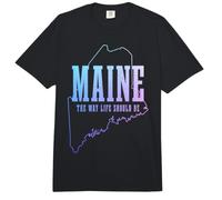 Maine The Way Live Should Be Pine Tree State Map Pride Comfort Colors Adult Heavyweight T-Shirt