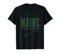 Maine The Way Live Should Be Pine Tree State Map Pride T-Shirt