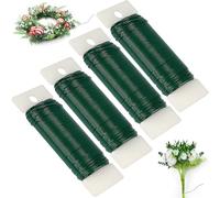 Mainiusi Lot de 4 fils de fer à fleurs, vert, 35 m, fin, 0,7 mm, fil de liaison vert, pour plantes, fleurs, fleurs - Pour couronne, brute, couronne de paille, roses, fleurs, bricolage