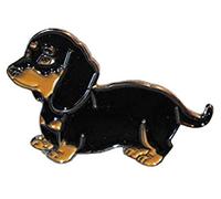 Mainly Metal ™ Badge à épingle en émail teckel (35 mm) noir et brun clair