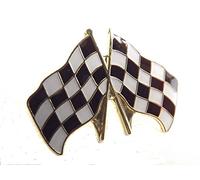 Mainly Metal Métal émaillé en Forme de Broche de Racing-bandierine, Motif : Drapeau à Damier