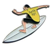 Mainly Metal Pin's Surf (planche de surf) émaillé 29 mm x 25 mm Fermoir papillon Blanc