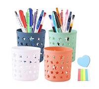MAINOSHY Lot de 4 pots à crayons creux en forme d'étoile,Multifonction,Pour pinceaux de maquillage,Organiseur de bureau,Rangement de papeterie avec notes adhésives, maison, salle de classe