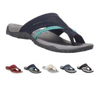 MAINPICK Sandales orthopédiques pour femme avec soutien de la voûte plantaire, tongs avec anneau d'orteil, bleu, 42 EU