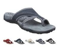 MAINPICK Sandales orthopédiques pour femme avec soutien de la voûte plantaire, tongs avec anneau d'orteil, gris, 37 EU