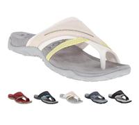 MAINPICK Sandales orthopédiques pour femme avec soutien de la voûte plantaire, tongs avec anneau d'orteil, beige, 36 EU