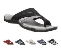 MAINPICK Sandales orthopédiques pour femme avec soutien de la voûte plantaire, tongs avec anneau d'orteil, Noir , 39 EU