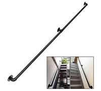 Mainrail - Kit Complet. Balnées Industrielles D'Escalier Grab Bar Armrest de Sécurité Banister Handicapé Pour Personnes Âgées, Rail Monté Au Mur Round Tuyau En Métal Noir Rustique/100Cm