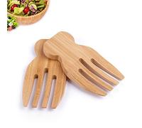 Mains à salade en bambou, ensemble de couverts à salade en bambou, couverts à salade en bois, outil parfait pour lancer et servir la salade, ustensile de cuisine en bambou