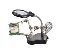 Mains aidantes à souder - Station de soudage avec loupe 13,2 cm x 12 cm, outil de pratique réglable avec pinces crocodiles à lumière LED | Réparation de loupe à clip LED pour la pratique des tests de
