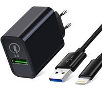Mains Charger For Samsung A51 A71 A52 A32 S10 Plus/S10E A12 A23 5G A04S, Note 10 9 8 5G, Huawei P40 P20 P30 Lite Pro, 18W Quick Charge 3.0 Fast + 1.8 M Usb Cable