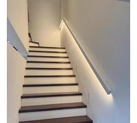 Mains courantes à LED pour escaliers intérieurs, Barre d'appui murale pour couloir Villa Main courante simple éclairée par capteur corporel Applique longue en aluminium(White-6000k,200cm/6.56ft)