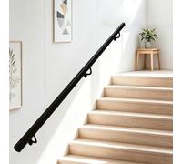 Mains courantes de rampe d'escalier moderne｜1m 120cm 1.5m 2m 240cm 2.5m 3m | Main courante d'escalier en fer métallique noir pour marches intérieures et extérieures，barre d'appui murale(80cm)