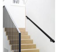 Mains courantes de rampe d'escalier moderne 60cm 1m 150cm 2m 240cm 3m Rambarde d'escalier murale Barre d'appui en fer galvanisé en métal pour la décoration de la maison - Noir(240cm)