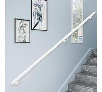 Mains courantes d'escalier modernes 1 2 3 4 5 6 mètres Rampes d'escalier de support mural blanc Barre d'appui de sécurité pour loft de bâtiment de villa intérieur extérieur(210cm)