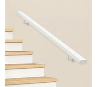 Mains courantes d'escalier modernes pour balustrade de intérieures | Rails de rampe d'escalier en fer galvanisé blanc，barre d'appui antidérapante avec raccords pour couloir de Loft(180cm)