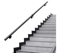Mains courantes d'escalier Rampe d'escalier Moderne - 3m/3,5m/4m/4,5m - Noir Mat, Mur en métal Main Courante d'escalier en Fer forgé pour marches intérieures et extérieures - Kit Complet(400cm)