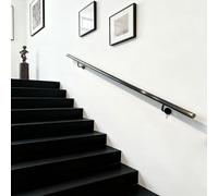 Mains courantes en fer forgé, Kit de support moderne noir pour rampe d'escalier, barre d'appui murale ronde pour escaliers intérieurs garde-corps extérieurs - Personnalisable(360cm)