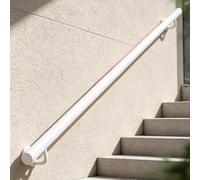 Mains courantes extérieures blanches, rampe d'escalier métal 30 à 600 cm, rail balustrade mural intérieur, tuyau industriel fer galvanisé antidérapant - Kit complet(60cm)