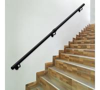 Mains courantes métalliques - 1 2 3 4 5 6 mètres Main courante en fer noir pour escaliers Fixation murale Rampe d'escalier antidérapante Barre d'appui de sécurité intérieure et extérieure(250cm)