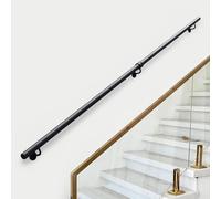 Mains courantes murales pour escaliers rampes industrielles de 1m/3m/3.5m/4m/5m barres d'appui de sécurité rampes en fer forgé rond pour la décoration de maisons/hôtels/villas(210cm)