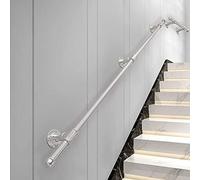 Mains courantes pour escaliers - 30cm/2,4cm/3m/4m/6m, montage mural Silver Métal Silver Fer Banister pour Corridor intérieur et extérieur Villa Loft Safety Grab Rail pour personnes âgées Enfants
