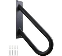 Mains Courantes pour Escaliers Extérieurs à Fixation Murale, Rampes pour 1 à 2 Marches, Rambarde Barre pour Jardin, Garage, Marches d'entrée de Porche (Longueur 46cm, Diamètre 3.2cm, Noir)