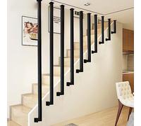Mains courantes pour escaliers intérieurs, main courante d'escalier en fer forgé Rambarde montée au plafond Garde-corps d'escalier en forme de L Poignée de soutien de sécurité industrielle noire ( Siz
