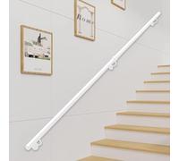 Mains courantes pour escaliers, Main courante d'escalier ronde en métal, barre d'appui, 30-600 cm, comprend des supports de rail(5ft/150cm)